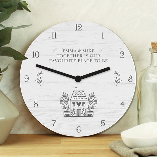 Personalised HOME Shabby Chic Wooden Clock - image 2