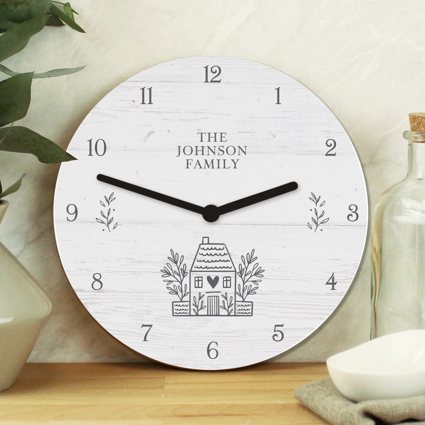 Personalised HOME Shabby Chic Wooden Clock - image 3