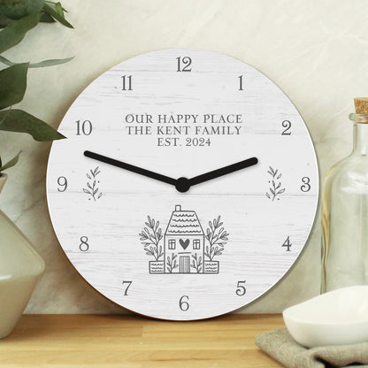 Personalised HOME Shabby Chic Wooden Clock - image 4