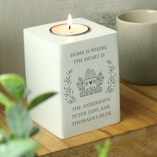 Personalised HOME Wooden Tealight Holder - image 4