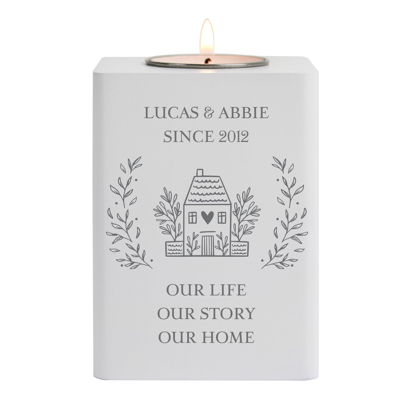 Personalised HOME Wooden Tealight Holder - image 5