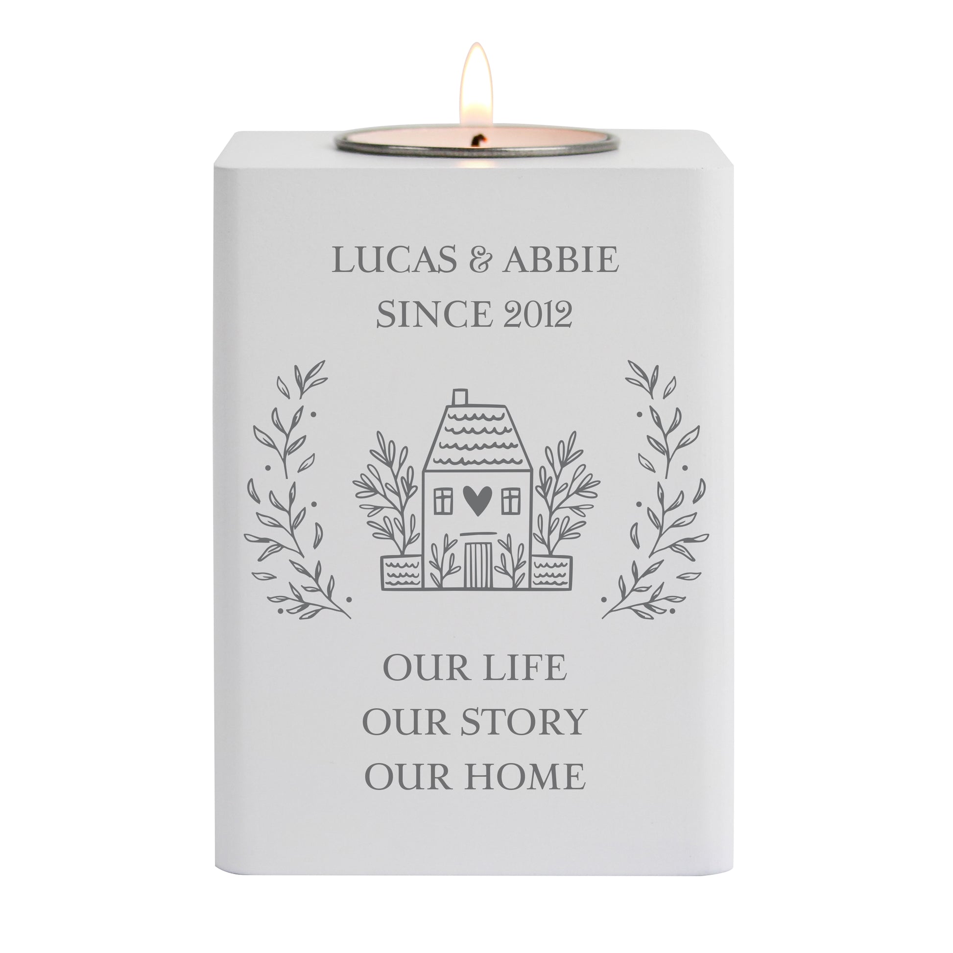 Personalised HOME Wooden Tealight Holder - image 5