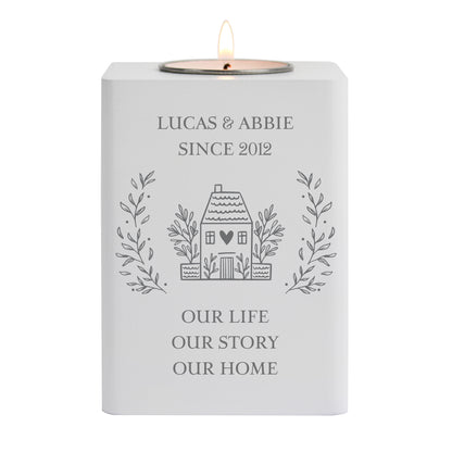 Personalised HOME Wooden Tealight Holder - image 5