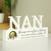 Personalised Botanical Memorial Photo Upload Wooden Nan Ornament