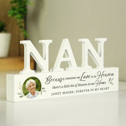 Personalised Botanical Memorial Photo Upload Wooden Nan Ornament from Heartfelt Gifts