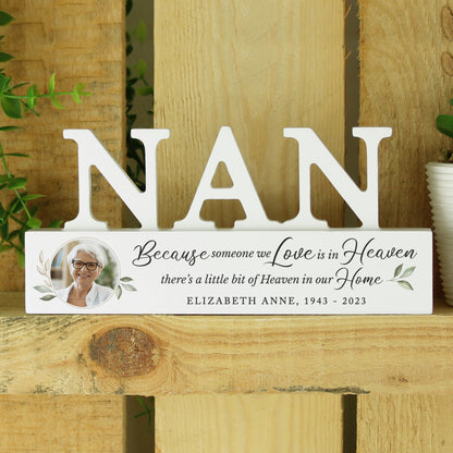 Personalised Botanical Memorial Photo Upload Wooden Nan Ornament - image 2