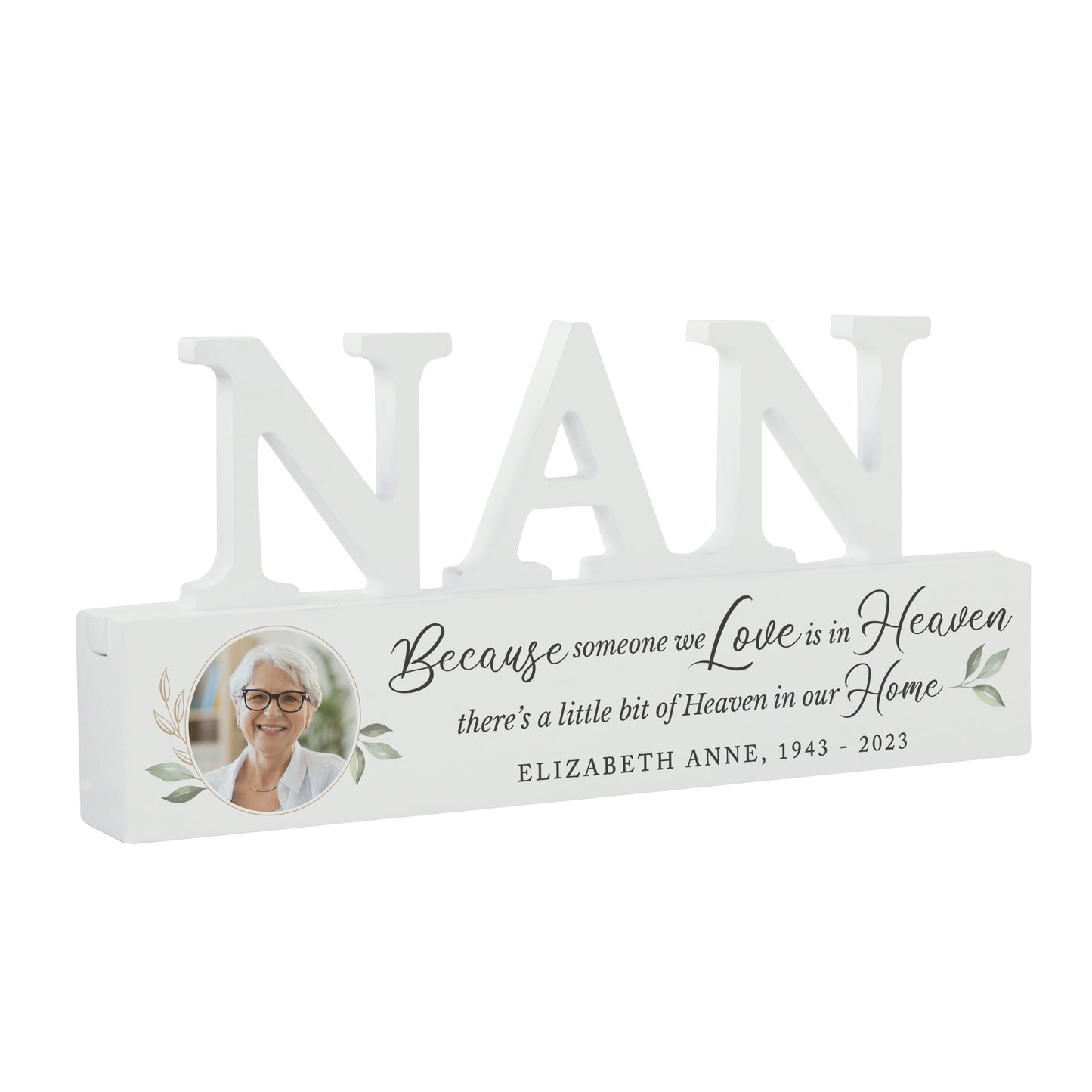 Personalised Botanical Memorial Photo Upload Wooden Nan Ornament - image 4