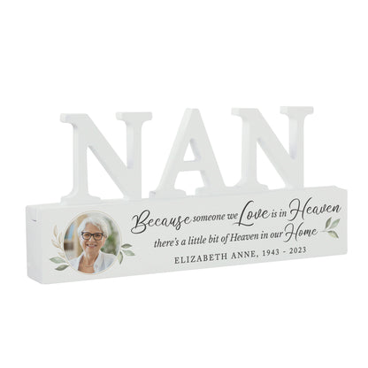 Personalised Botanical Memorial Photo Upload Wooden Nan Ornament - image 4