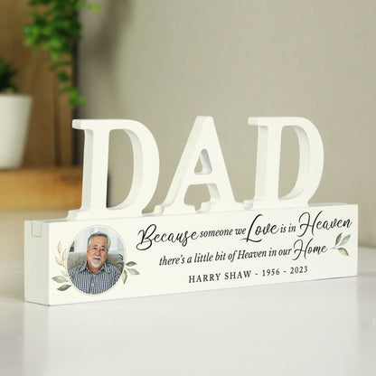 Personalised Botanical Memorial Photo Upload Wooden Dad Ornament - image 2