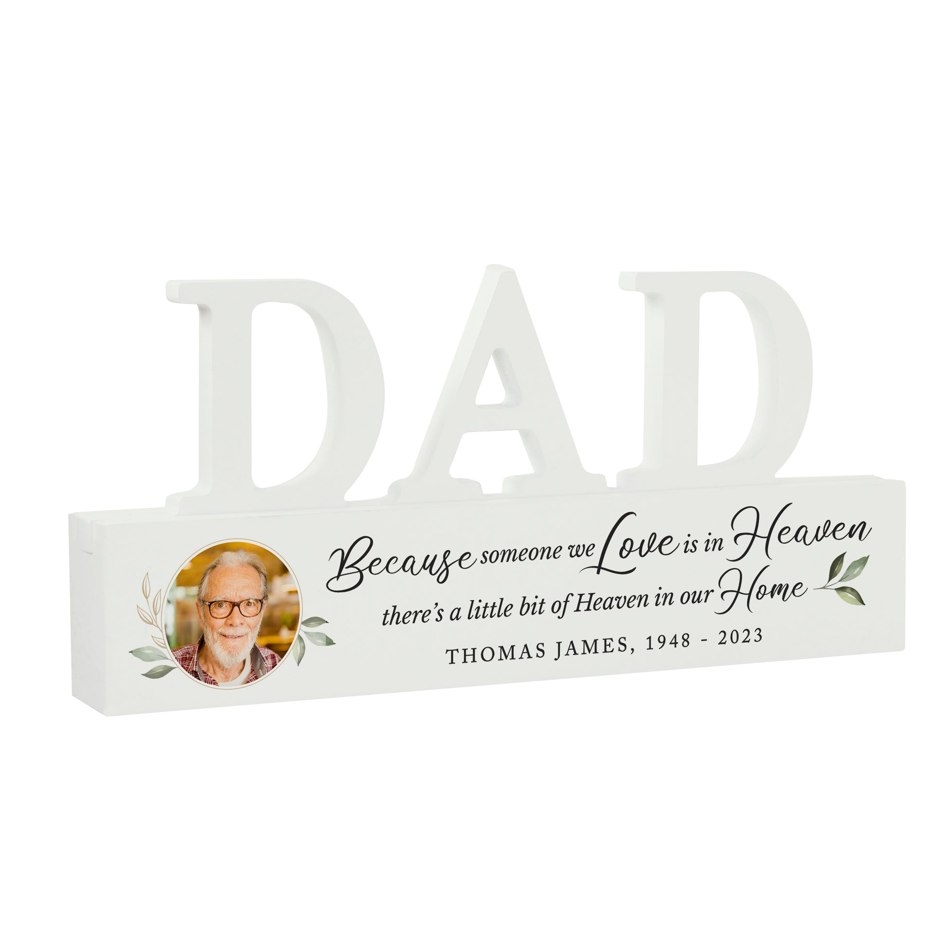 Personalised Botanical Memorial Photo Upload Wooden Dad Ornament - image 4
