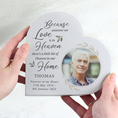 Personalised Botanical Memorial Photo Upload Free Standing Heart Ornament - image 4