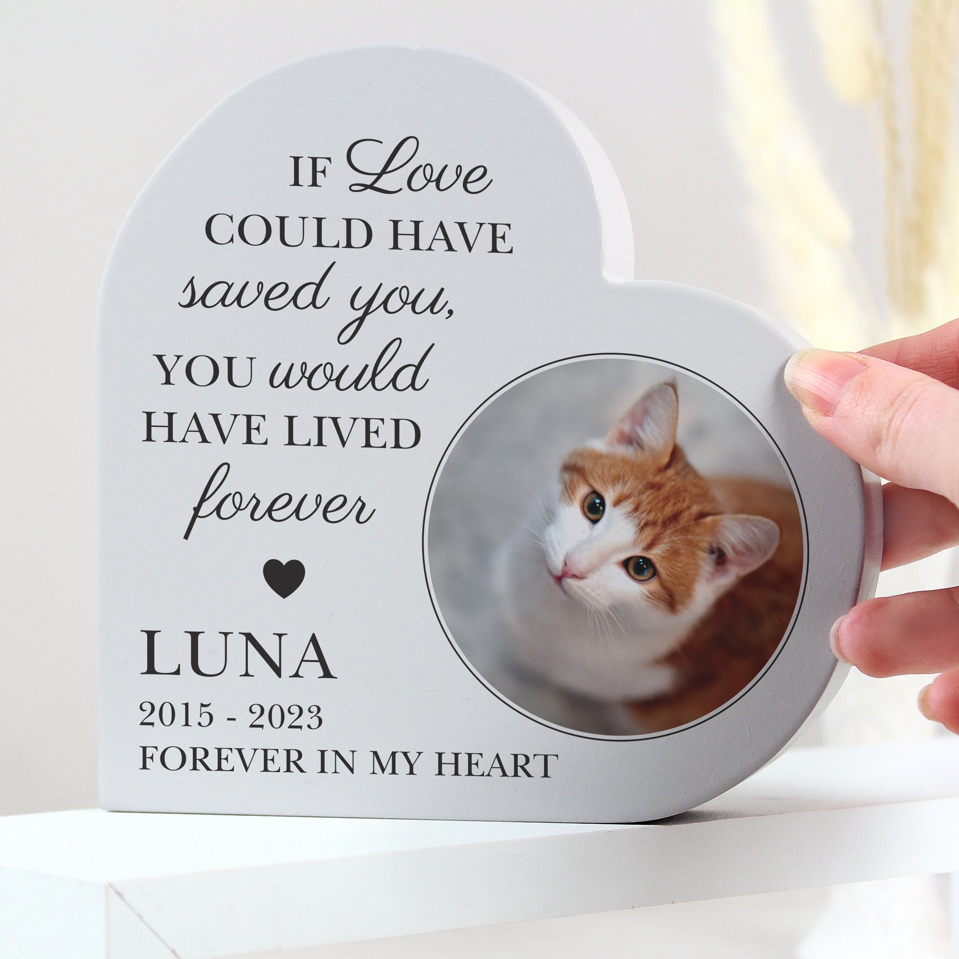 Personalised Memorial Photo Upload Free Standing Heart Ornament - image 2