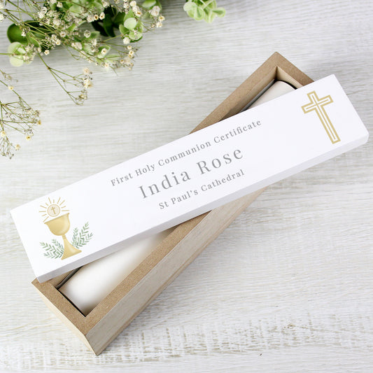 Personalised Religious Wooden Certificate Holder from Heartfelt Gifts