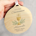 Personalised First Holy Communion Round Wooden Decoration from Heartfelt Gifts