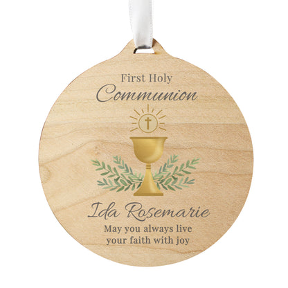 Personalised First Holy Communion Round Wooden Decoration - image 5