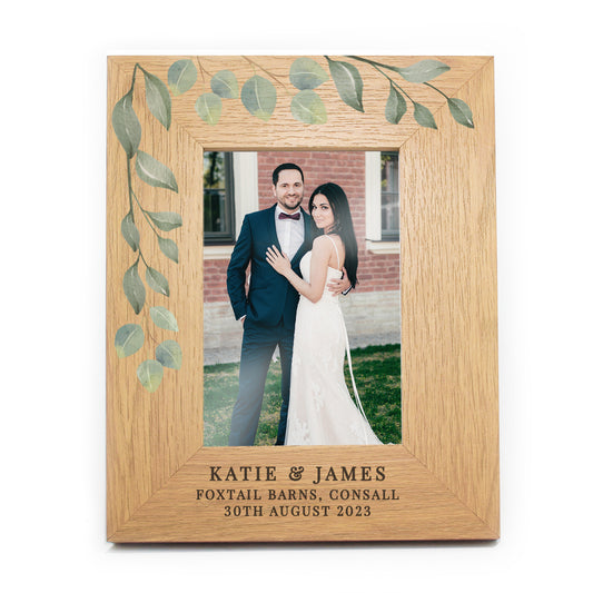 Personalised Botanical 6x4 Oak Finish Photo Frame - image 5