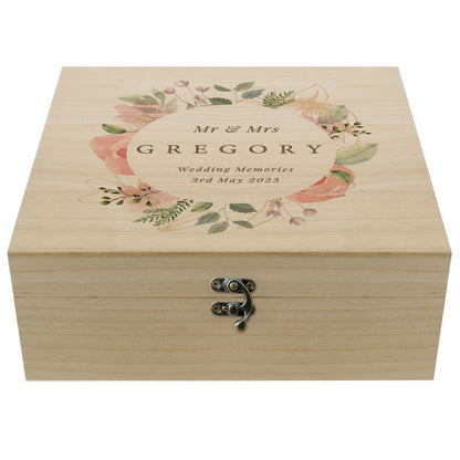 Personalised Floral Watercolour Wooden Keepsake box - image 5