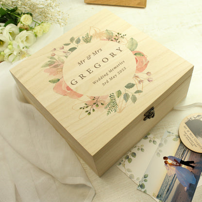 Personalised Floral Watercolour Wooden Keepsake box - image 6