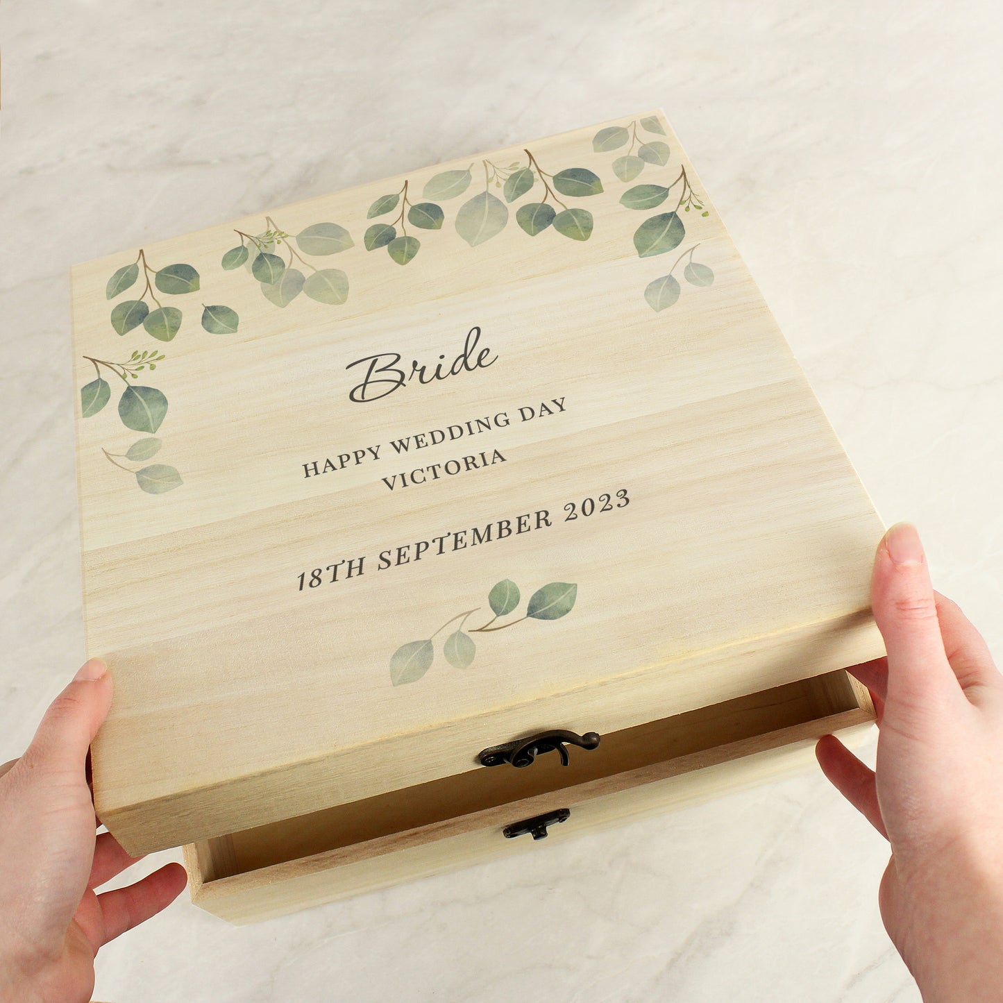 Personalised Botanical Wooden Keepsake box - image 4