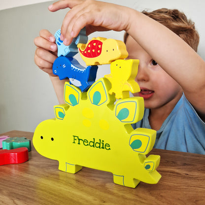 Personalised Name Only Wooden Dinosaur Stacker Toy - image 2