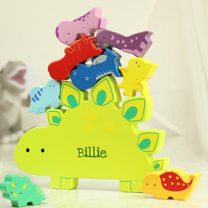 Personalised Name Only Wooden Dinosaur Stacker Toy - image 4