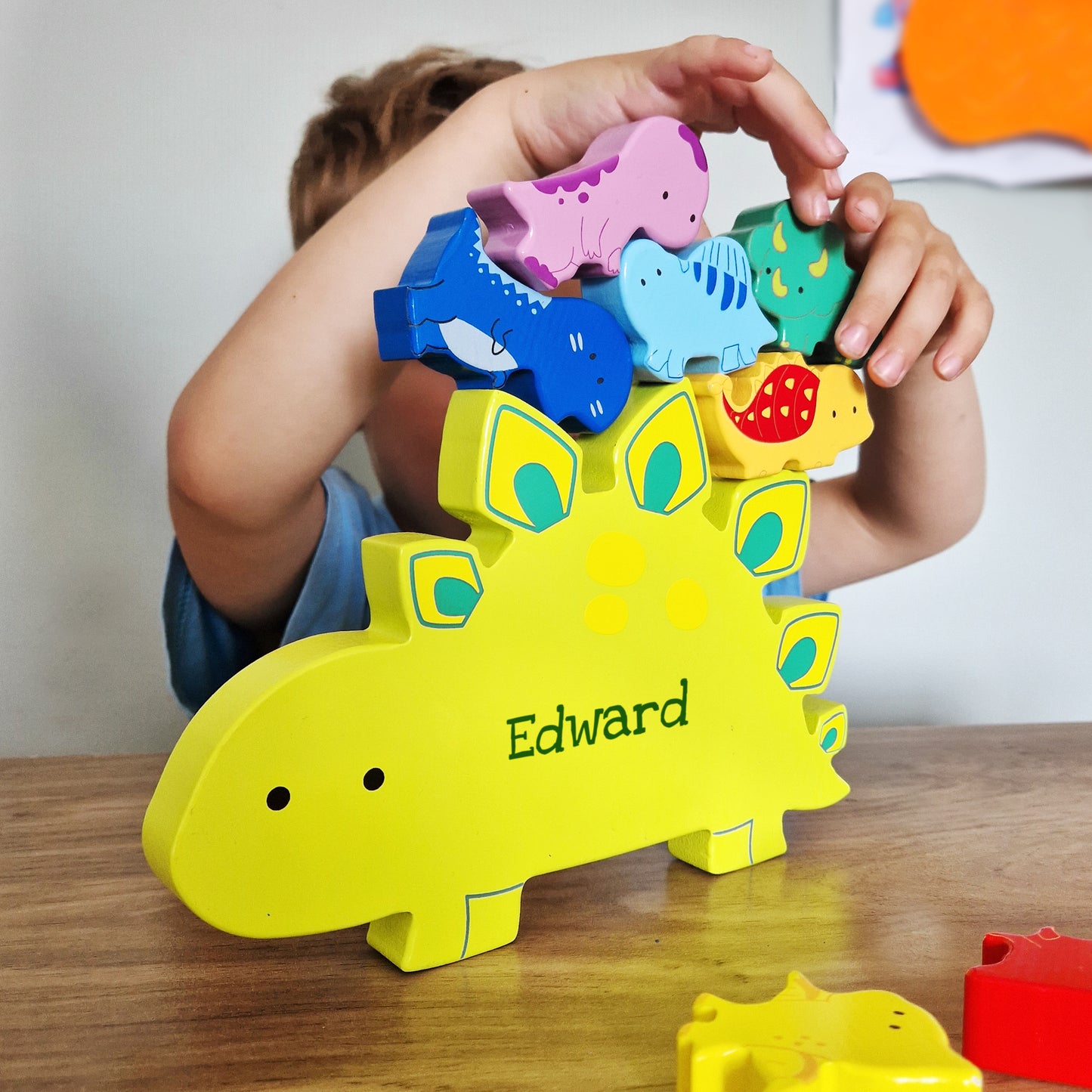 Personalised Name Only Wooden Dinosaur Stacker Toy - image 6