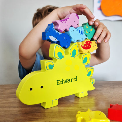 Personalised Name Only Wooden Dinosaur Stacker Toy - image 6