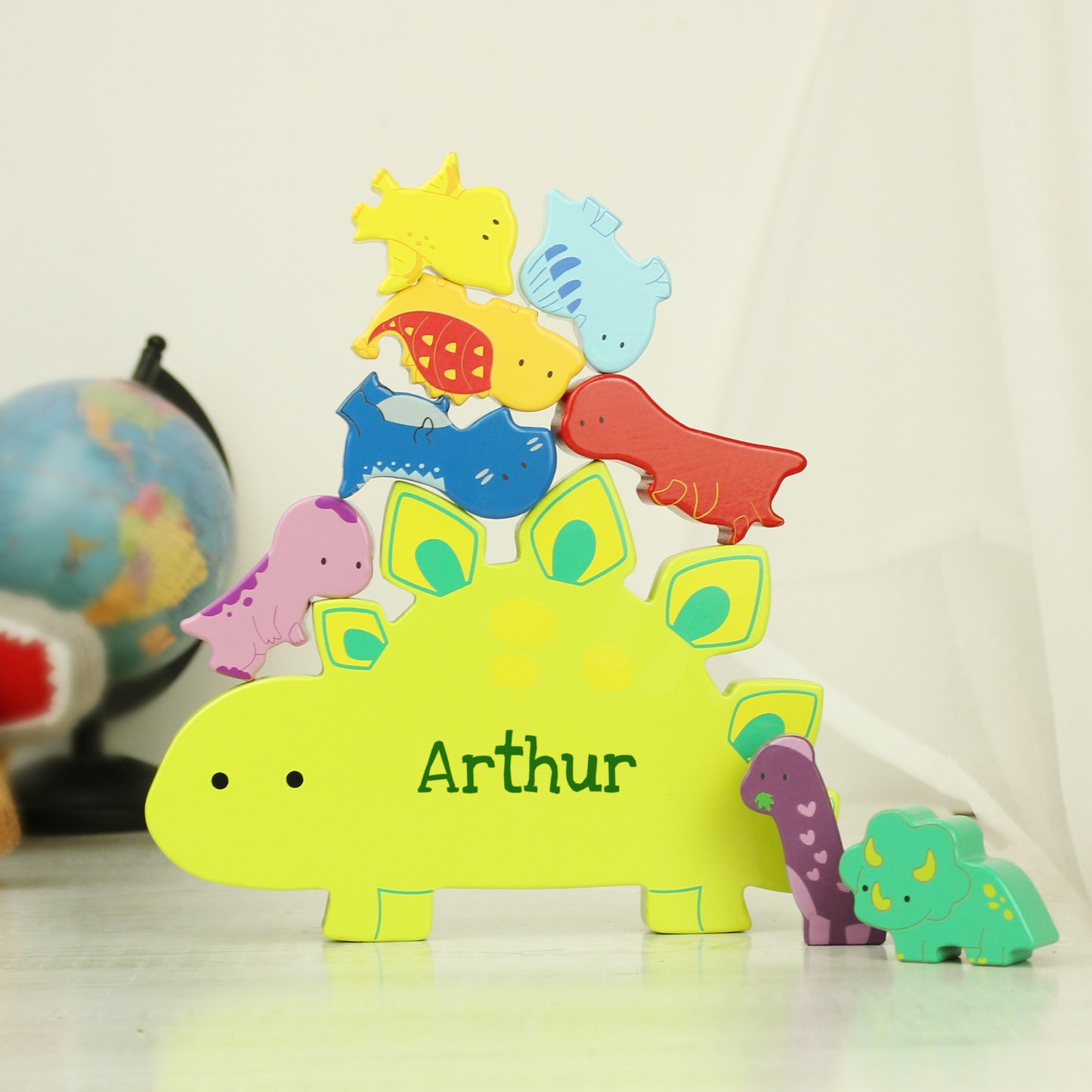 Personalised Name Only Wooden Dinosaur Stacker Toy - image 8