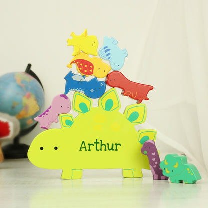 Personalised Name Only Wooden Dinosaur Stacker Toy - image 8