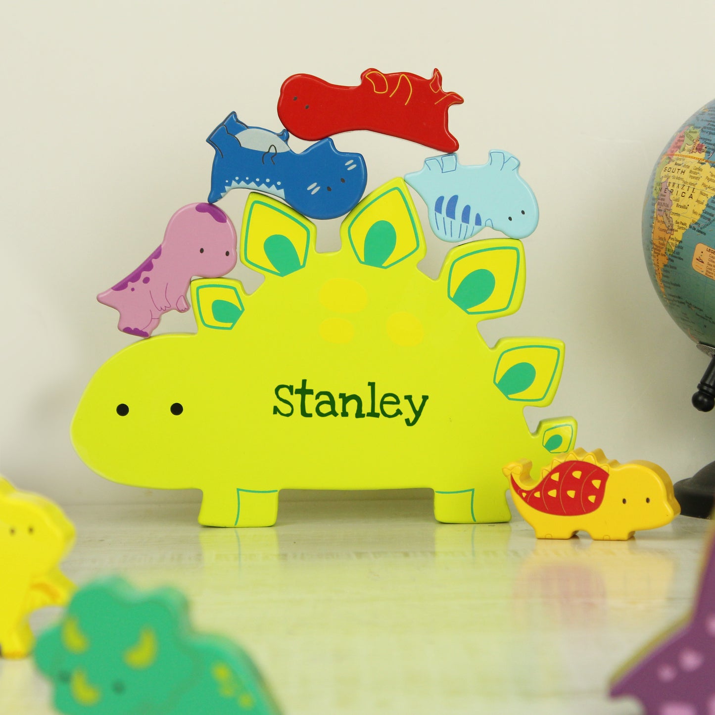 Personalised Name Only Wooden Dinosaur Stacker Toy - image 9