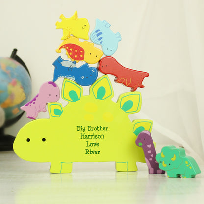 Personalised Free Text Wooden Dinosaur Stacker Toy from Heartfelt Gifts