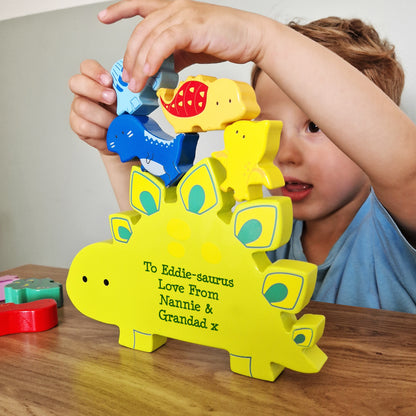 Personalised Free Text Wooden Dinosaur Stacker Toy - image 2