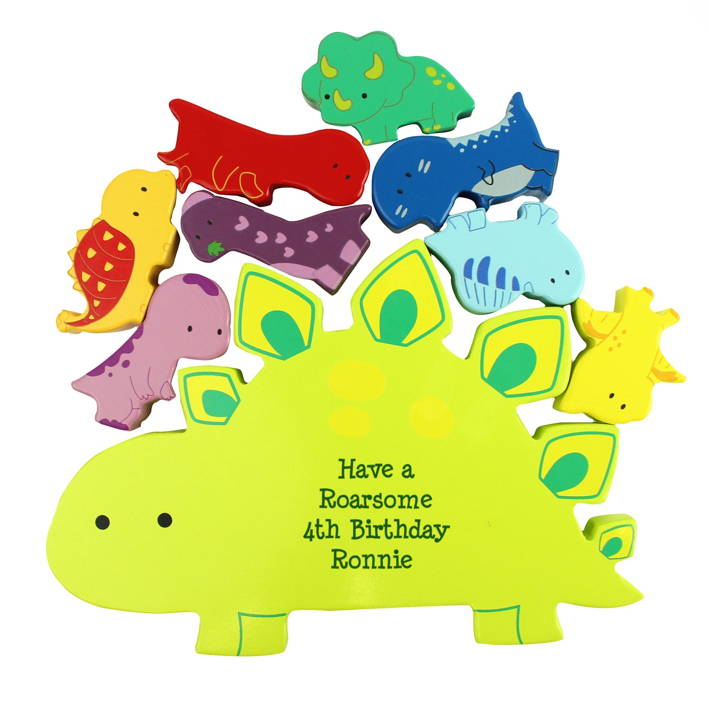 Personalised Free Text Wooden Dinosaur Stacker Toy - image 5