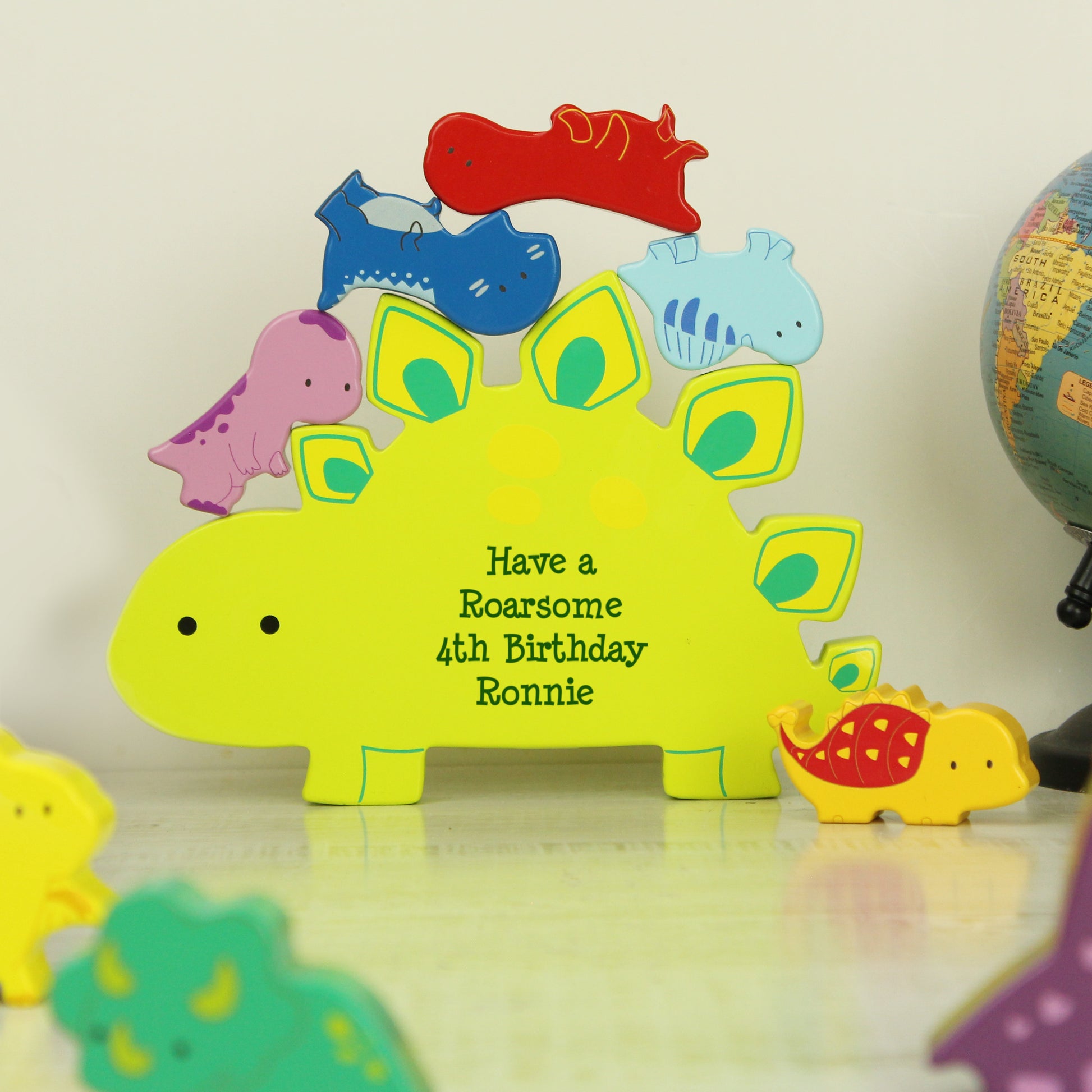 Personalised Free Text Wooden Dinosaur Stacker Toy - image 8