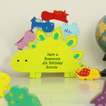 Personalised Free Text Wooden Dinosaur Stacker Toy - image 8
