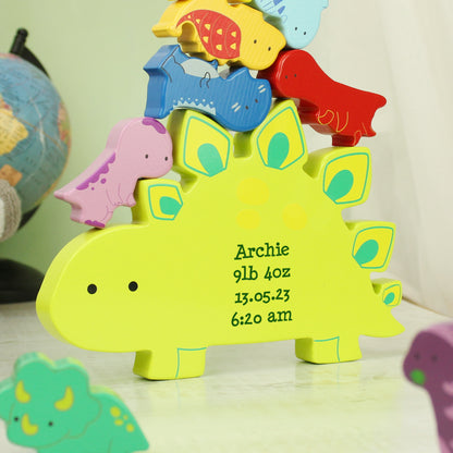 Personalised Free Text Wooden Dinosaur Stacker Toy - image 9