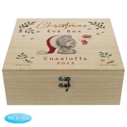 Personalised Winter Christmas Eve Tiny Tatty Teddy Large Wooden Keepsake Box - image 5