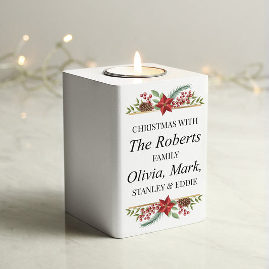 Personalised Christmas Wooden Tealight Holder from Heartfelt Gifts