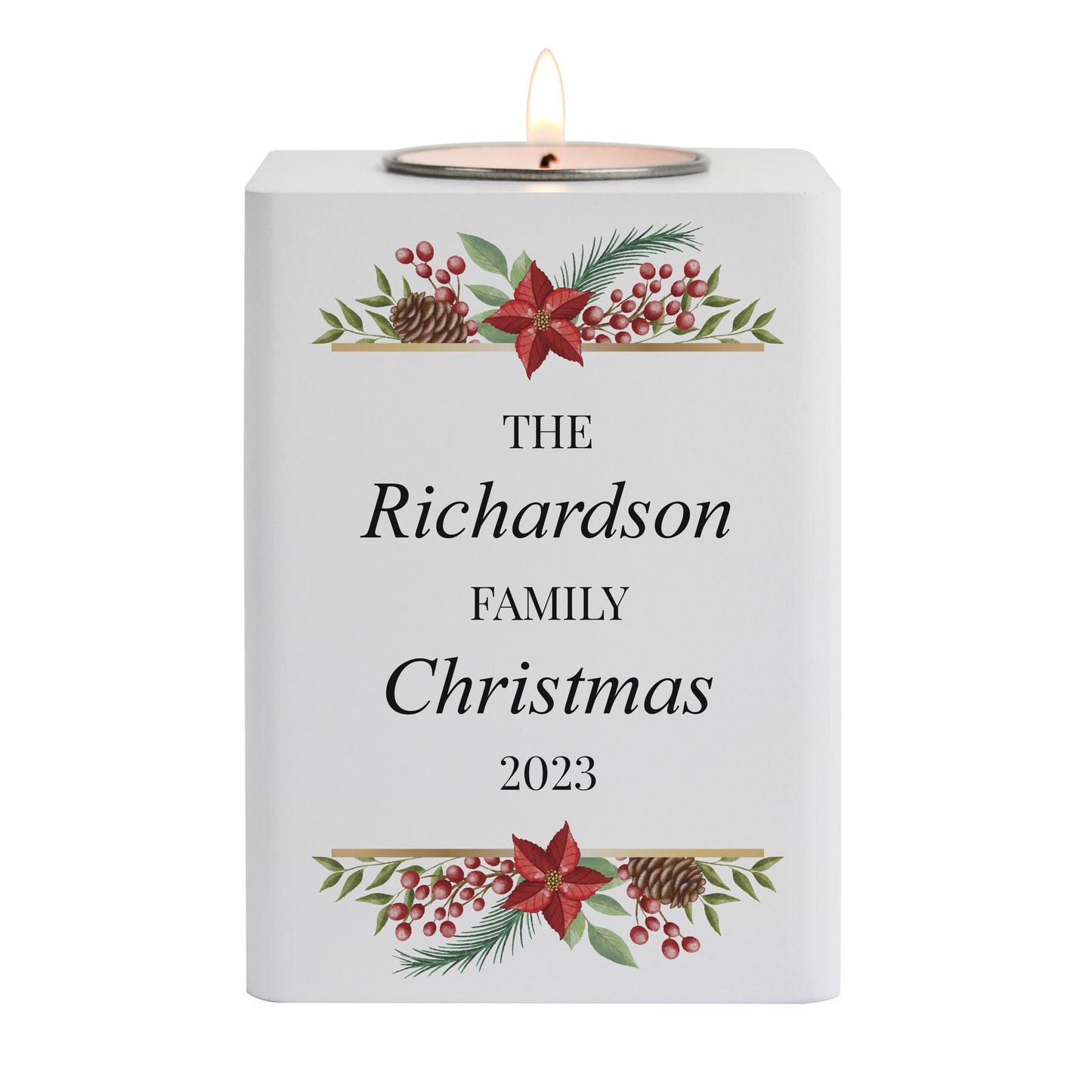 Personalised Christmas Wooden Tealight Holder - image 5
