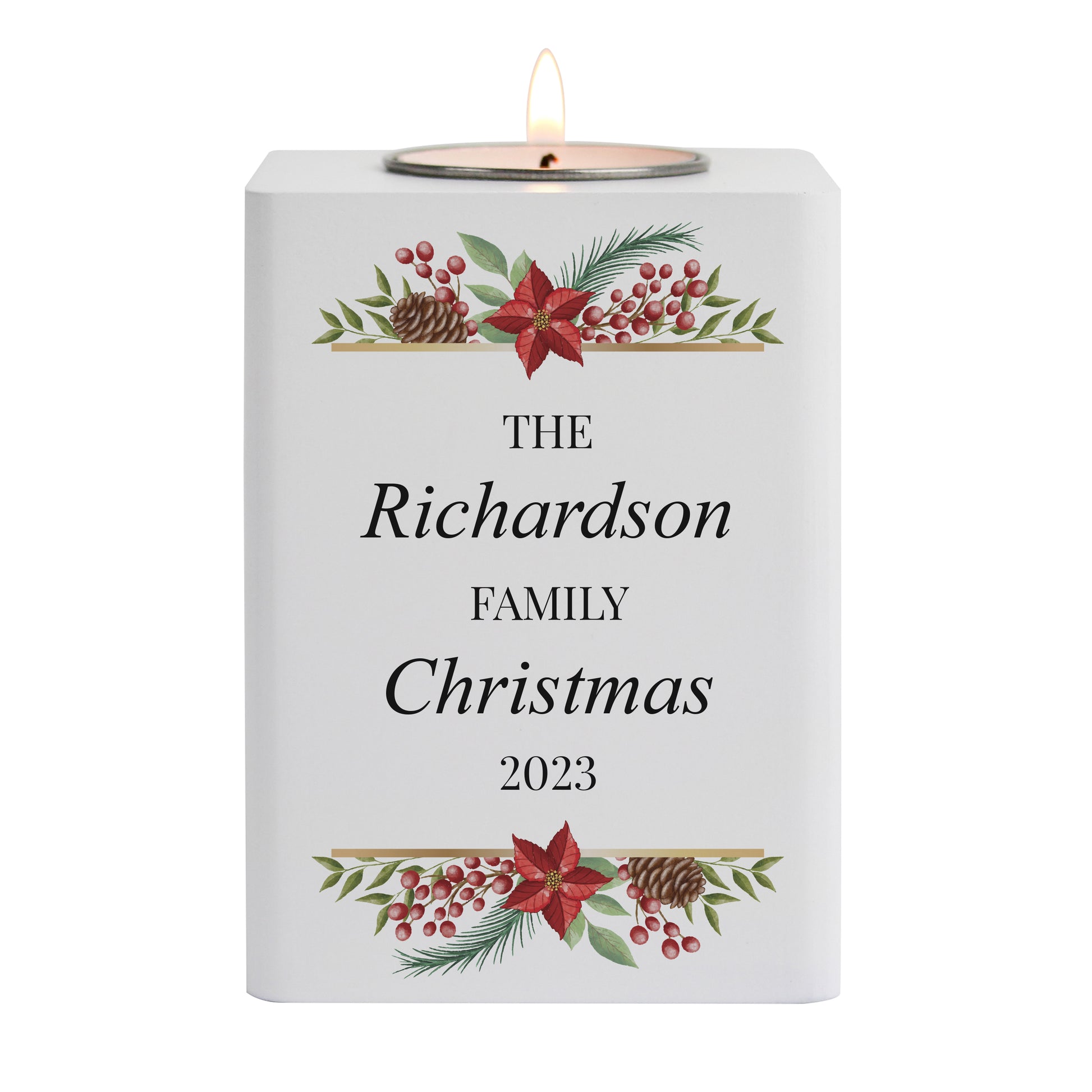 Personalised Christmas Wooden Tealight Holder - image 5