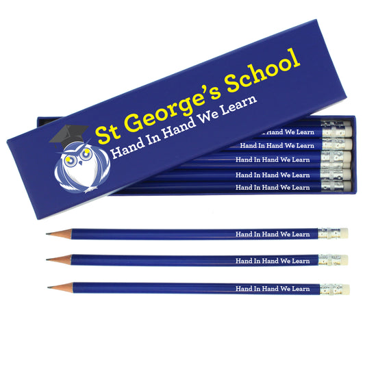 Bespoke Design Blue Pencils and Box from Heartfelt Gifts