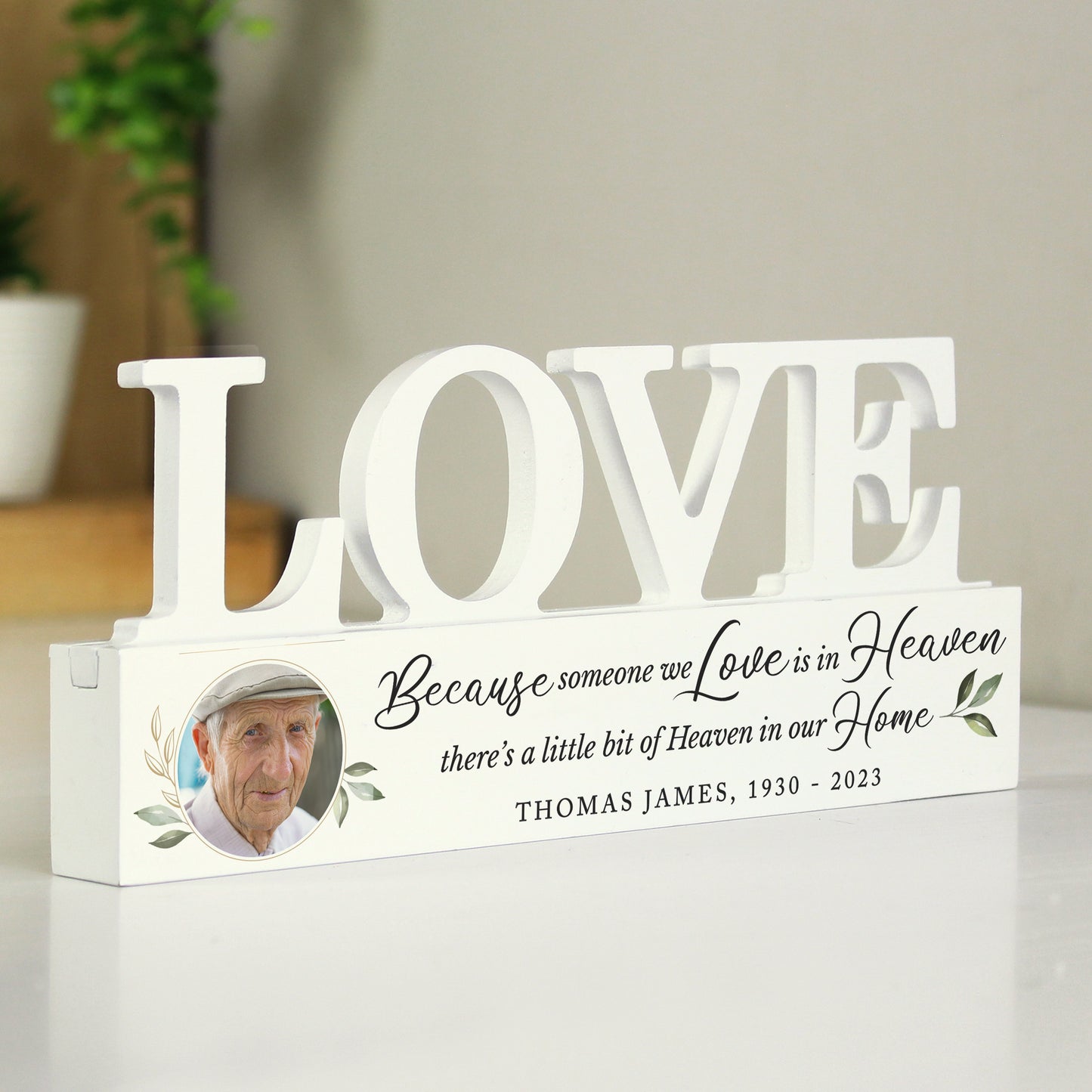 Personalised Botanical Memorial Photo Upload Wooden Love Ornament from Heartfelt Gifts