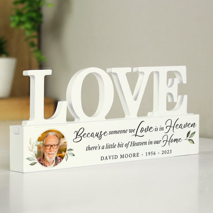 Personalised Botanical Memorial Photo Upload Wooden Love Ornament - image 3