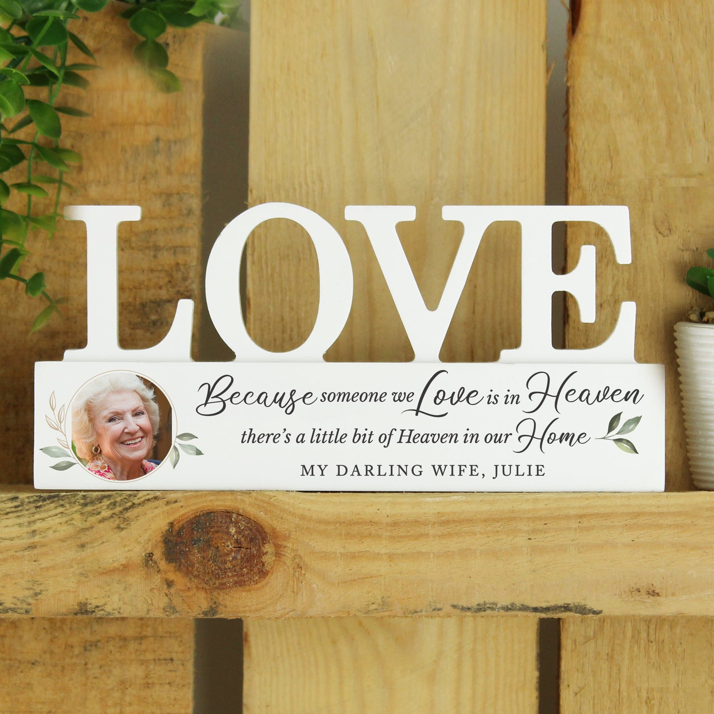 Personalised Botanical Memorial Photo Upload Wooden Love Ornament - image 4