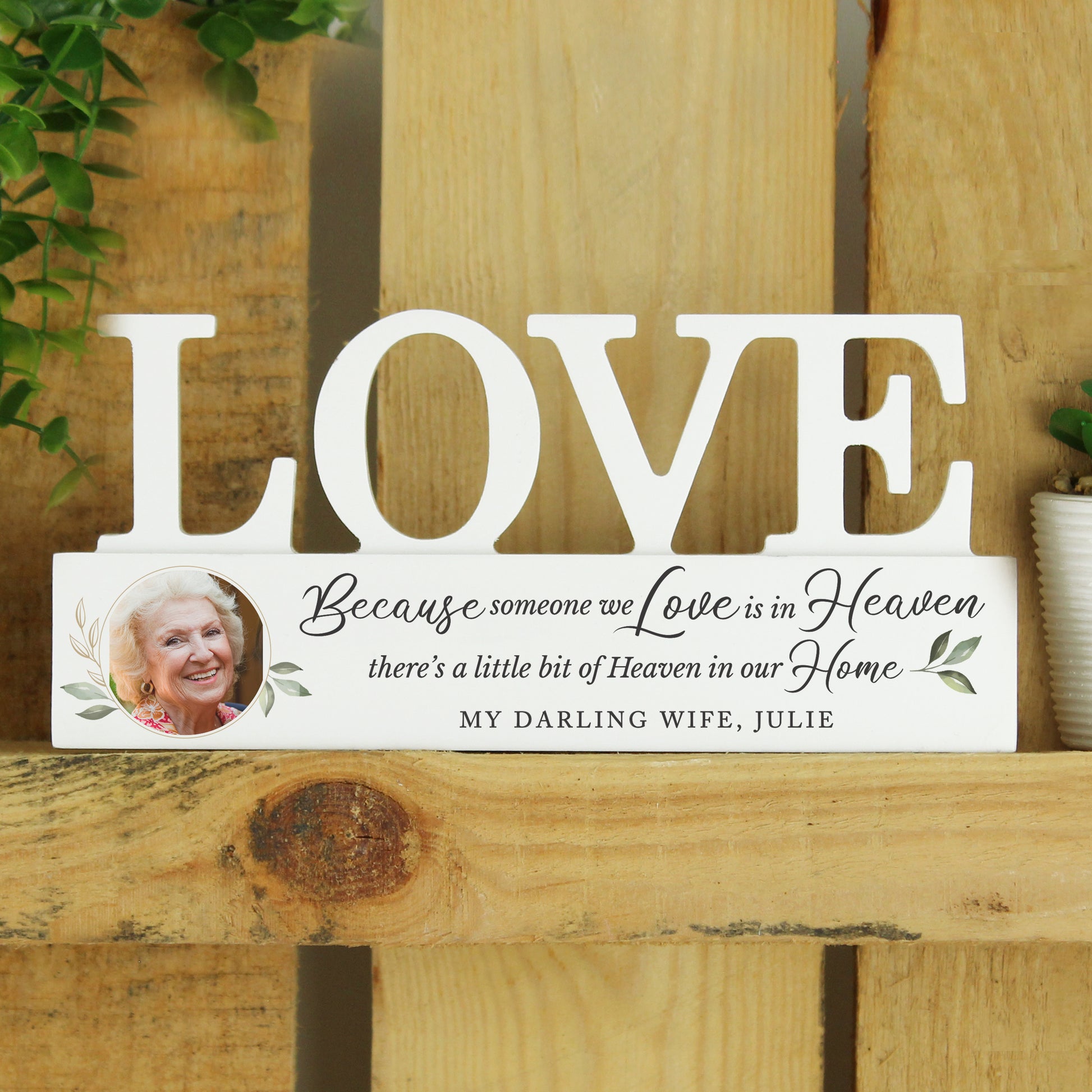 Personalised Botanical Memorial Photo Upload Wooden Love Ornament - image 4