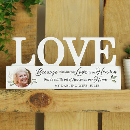 Personalised Botanical Memorial Photo Upload Wooden Love Ornament - image 4
