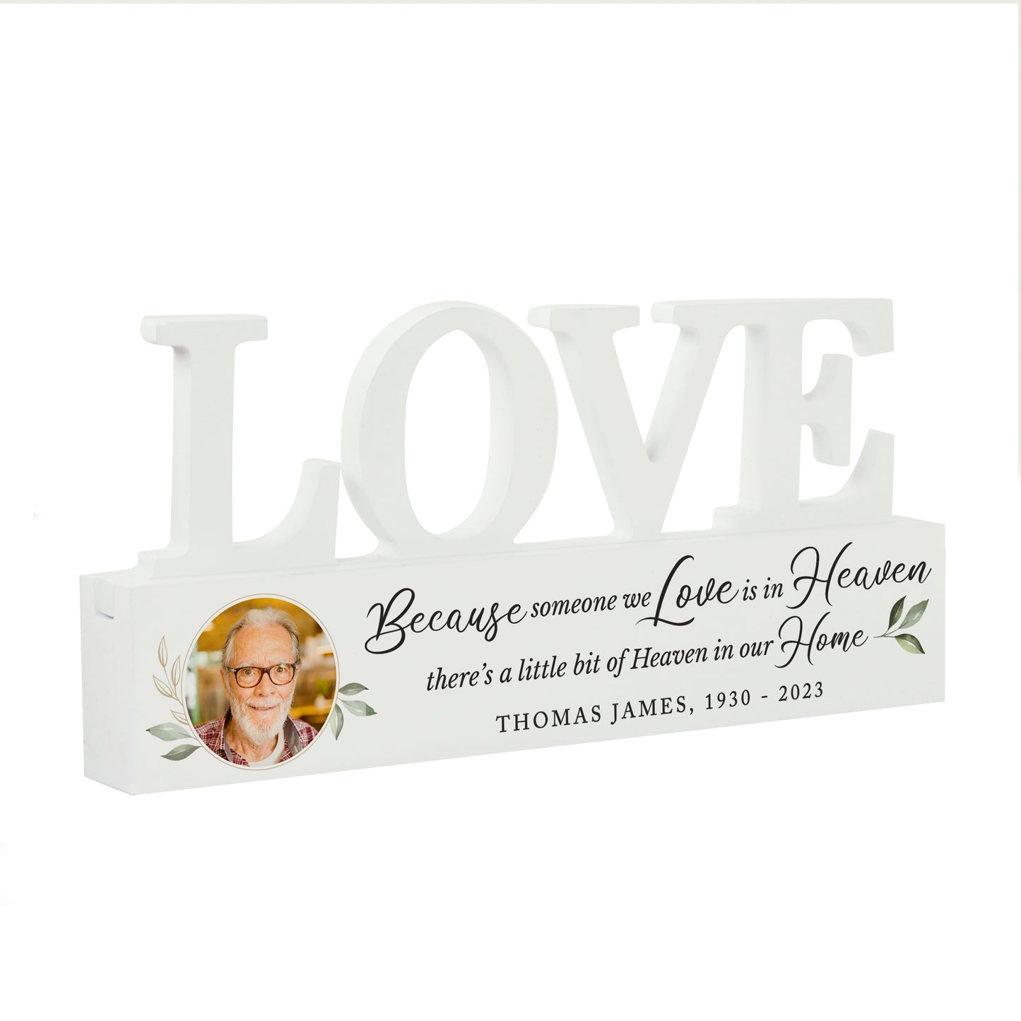 Personalised Botanical Memorial Photo Upload Wooden Love Ornament - image 5