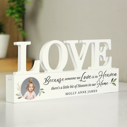 Personalised Botanical Memorial Photo Upload Wooden Love Ornament - image 6