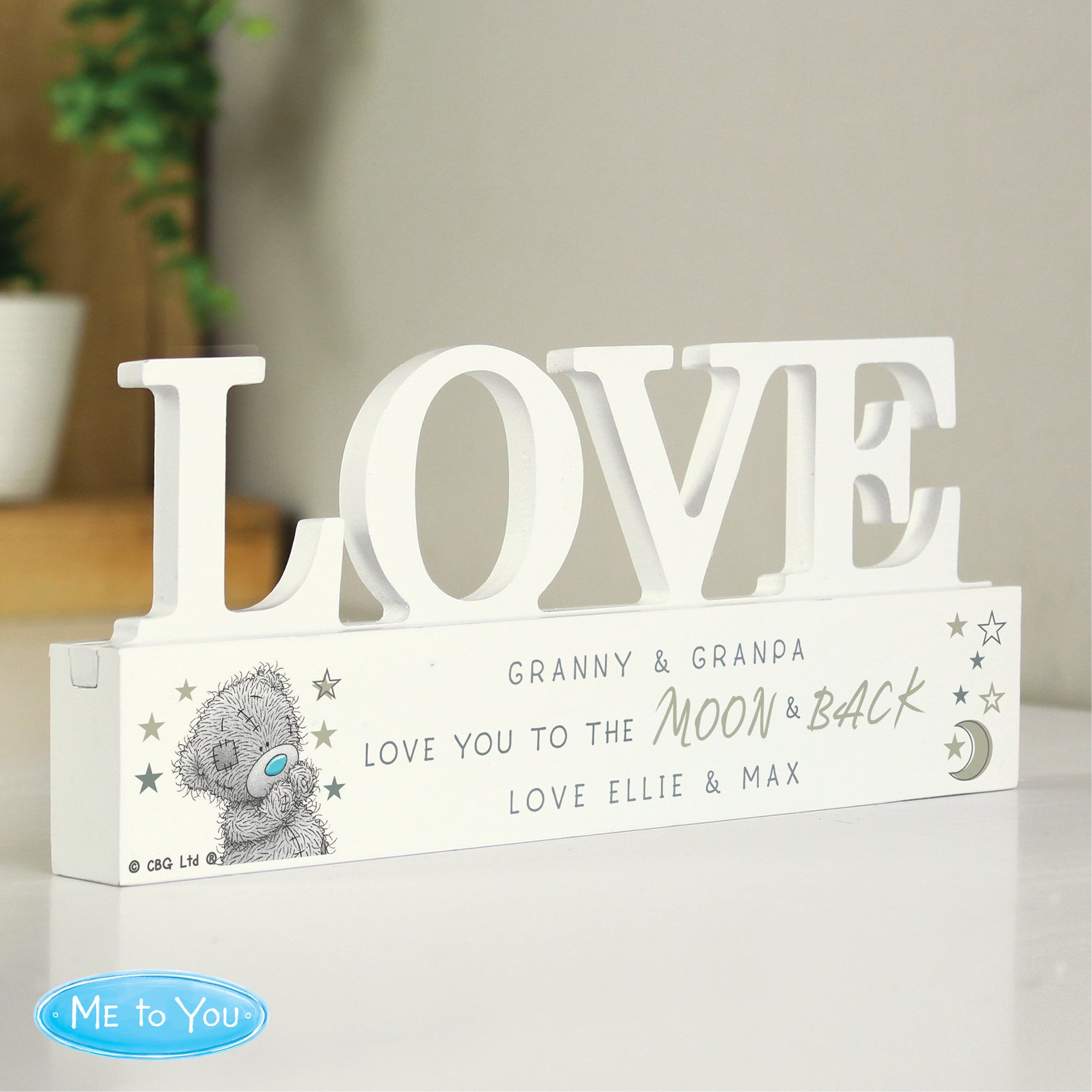 Personalised Me To You Moon and Back Wooden Love Ornament from Heartfelt Gifts