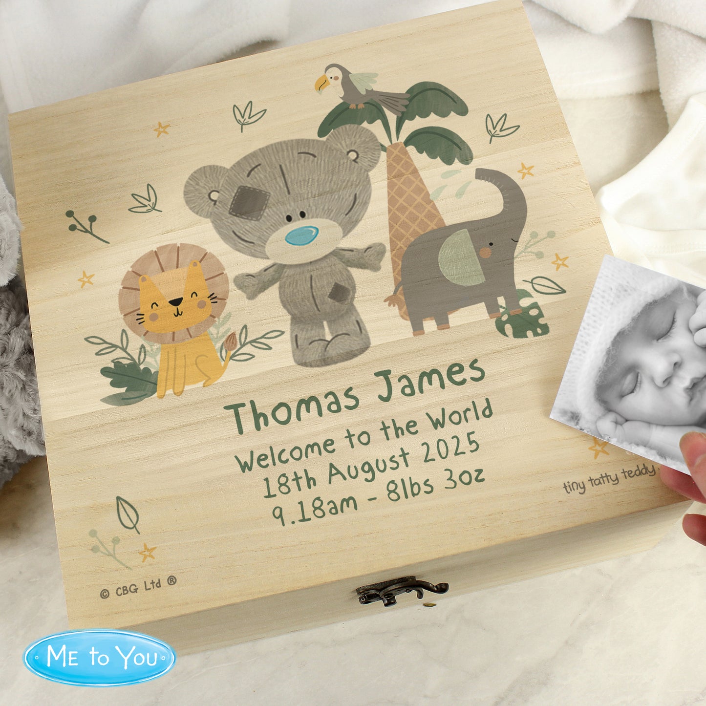 Personalised Tiny Tatty Teddy Jungle Animals Keepsake Box from Heartfelt Gifts